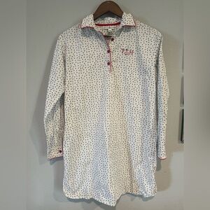 Tommy Hilfiger Women’s Nightgown White and Red 100% Cotton‎ Nautical Sz S